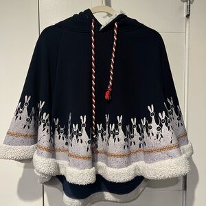 Navy Poncho with Rabbit Ears